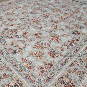 فرش ۱۲۰۰ شانه طرح بهشت نقره ای گل برجسته فیلم