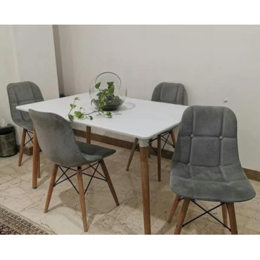 میز و صندلی ناهارخوری پارچه ای ایفلی پایه چوبی ۴نفره