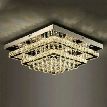 لوستر سقفی مدرن مربعی دو پله با کریستال آویز کد 452