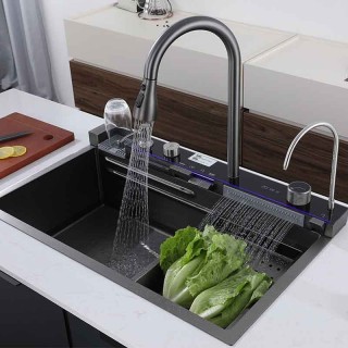 سینک ظرفشویی پیانویی آبشاری 5 کلید دیجیتال HUADIAO