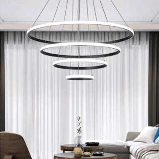 لوستر مدرن آویزی چهار حلقه دایره 90 کد 722