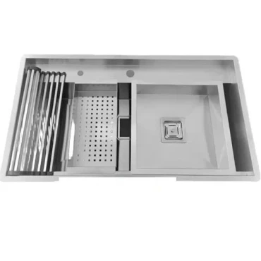 سینک دستساز بنتو دو پله مدل D90 با لوازم ورق ۱.۲ میل