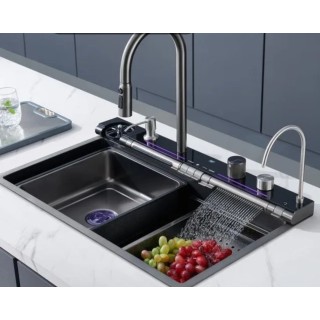 سینک ظرفشویی پیانویی آبشاری 7 کلید فول آپشن برند هاشینگ