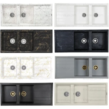 سینک گرانیتی سفید رگه دار سوپر فانتزی وارداتی آلمانی سایز 115 در 50 سانت توکار