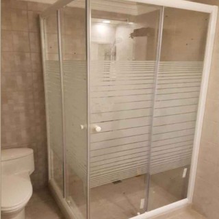 کابین دوش 120×120 فریم دار سفید شیشه سندبلاست