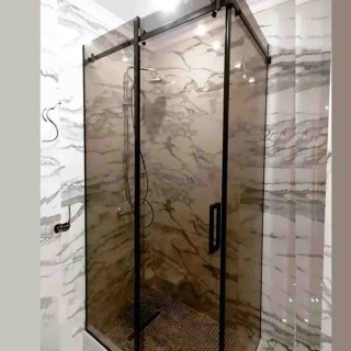 کابین دوش 80×100 فریم لس مربع شیشه دودی