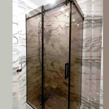 کابین دوش 80×100 فریم لس مربع شیشه دودی