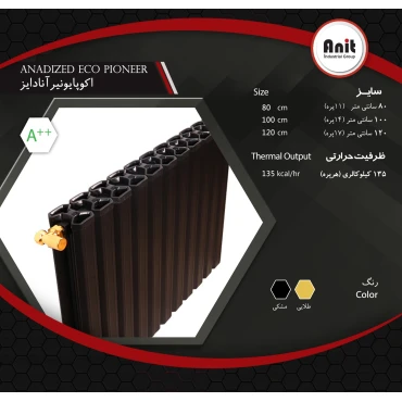 رادیاتور آلومینیومی آنیت مدل اکوپایونیر مشکی 14 پره