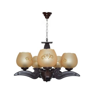 لوستر چشمه نور 5 شعله کد G504/5-BR قهوه ای