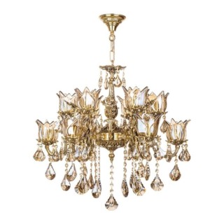 لوستر برنزی چشمه نور 12 شعله کد 2702