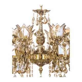 لوستر برنزی چشمه نور 12 شعله کد 2702