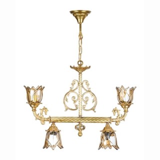 لوستر آویز برنزی چشمه نور 4 شعله کد 2796