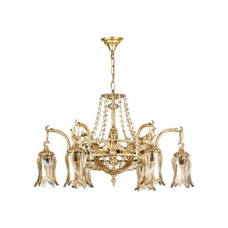 لوستر برنزی چشمه نور 6 شعله کد 2798