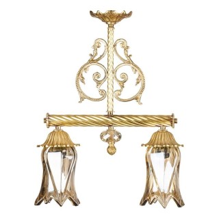 لوستر آویز برنزی چشمه نور 2 شعله کد C2794/2-B برنز