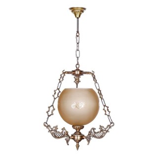 لوستر آویز برنزی چشمه نور 1 شعله کد 2733