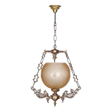 لوستر آویز برنزی چشمه نور 1 شعله کد 2733