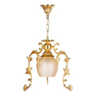 لوستر آویز برنزی چشمه نور 1 شعله کد 2514