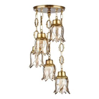 چراغ آویز چشمه نور 5 شعله نامنظم کد C2773/5A آنتیک