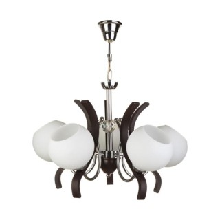 لوستر چوب و استیل چشمه نور 5 شعله کد 887