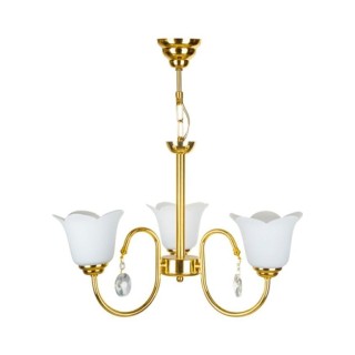 لوستر چشمه نور 3 شعله کد A856/3GO کروم (کریستال دار)