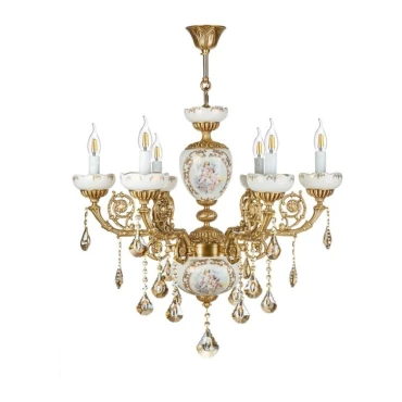 لوستر چشمه نور 6 شعله کد 2910 آنتیک