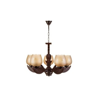 لوستر چشمه نور 5 شعله کد G501/5-BR قهوه ای