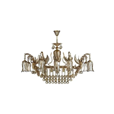 لوستر بیضی چشمه نور 16 شعله کد C2744.16 (برنزی)