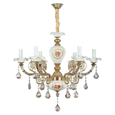 لوستر 6 شعله چشمه نور کد C3324/6-WT-AO آنتیک